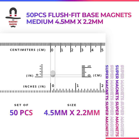 50pcs Flush-Fit Base Magnets