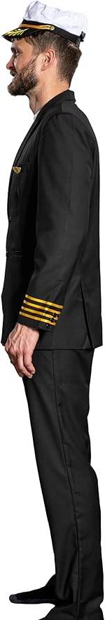 Adult Men's Pilots Uniform Halloween Cosplay Costume Deluxe Set - S