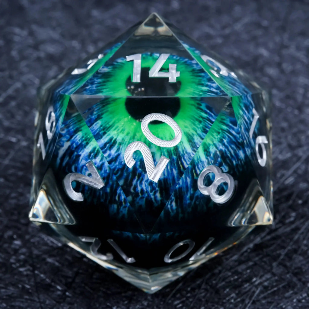 55mm Giant D20 Dice Resin Liquid Core Dragon Eye RPG Dice