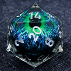 55mm Giant D20 Dice Resin Liquid Core Dragon Eye RPG Dice