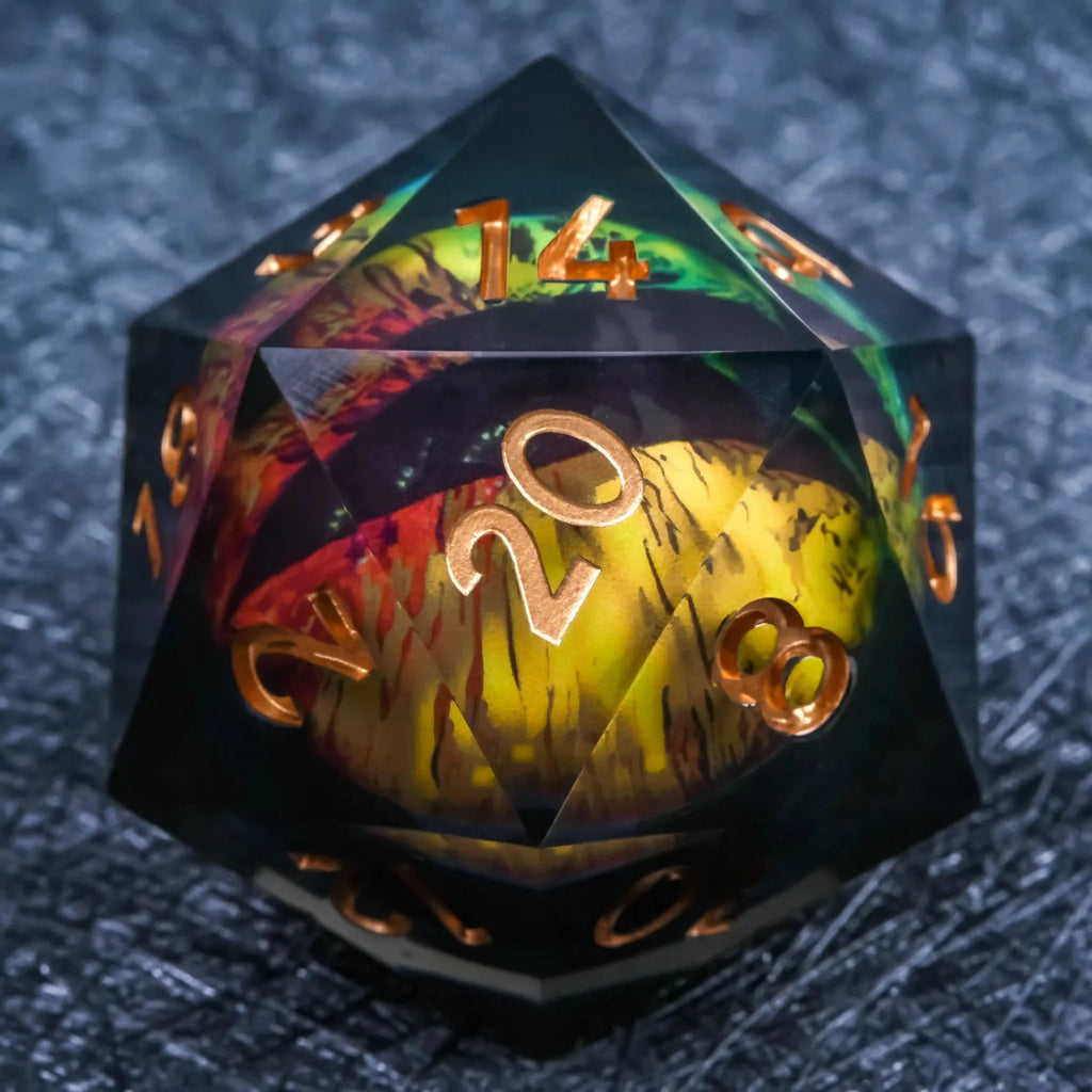 55mm Giant D20 Dice Resin Liquid Core Dragon Eye RPG Dice