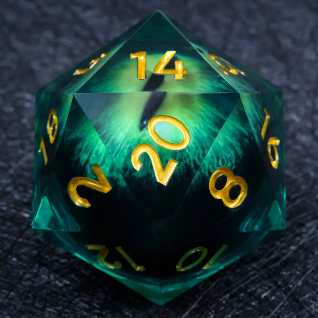 55mm Giant D20 Dice Resin Liquid Core Dragon Eye RPG Dice