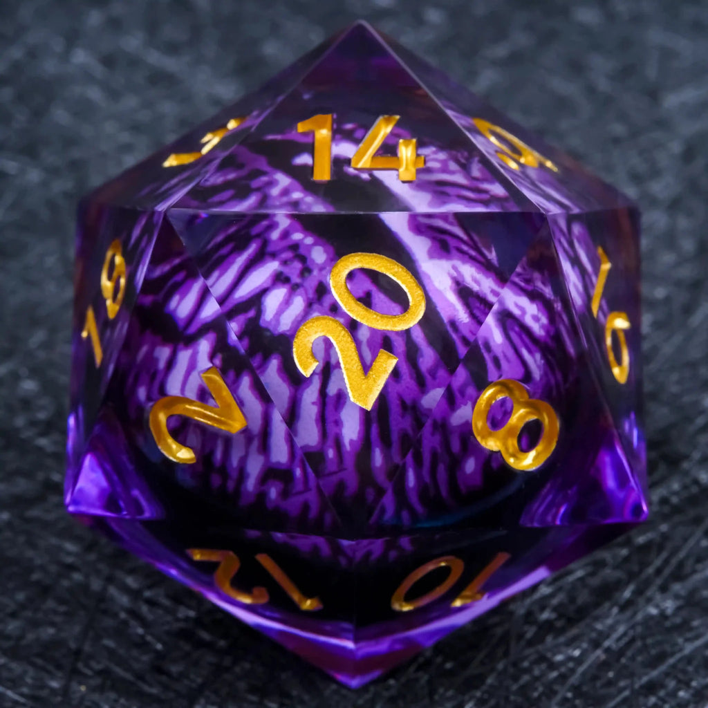55mm Giant D20 Dice Resin Liquid Core Dragon Eye RPG Dice