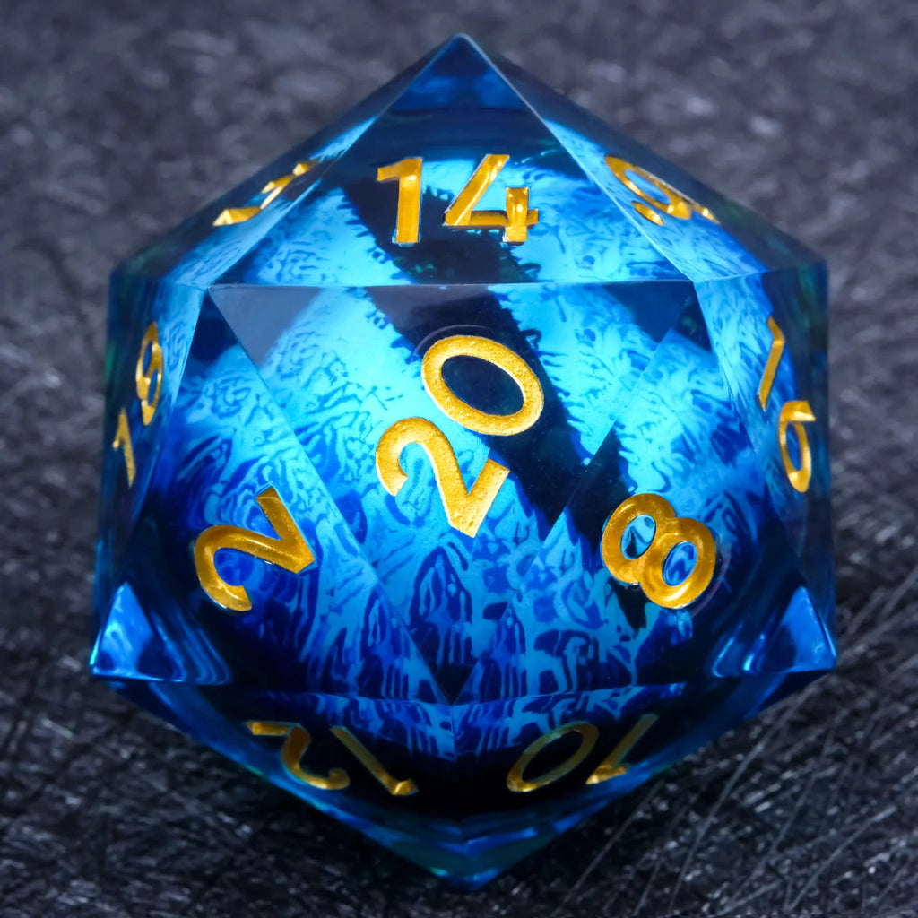 55mm Giant D20 Dice Resin Liquid Core Dragon Eye RPG Dice
