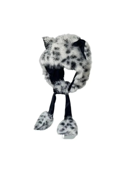 'Snow Leopard' Cheetah Pattern Furry Hat