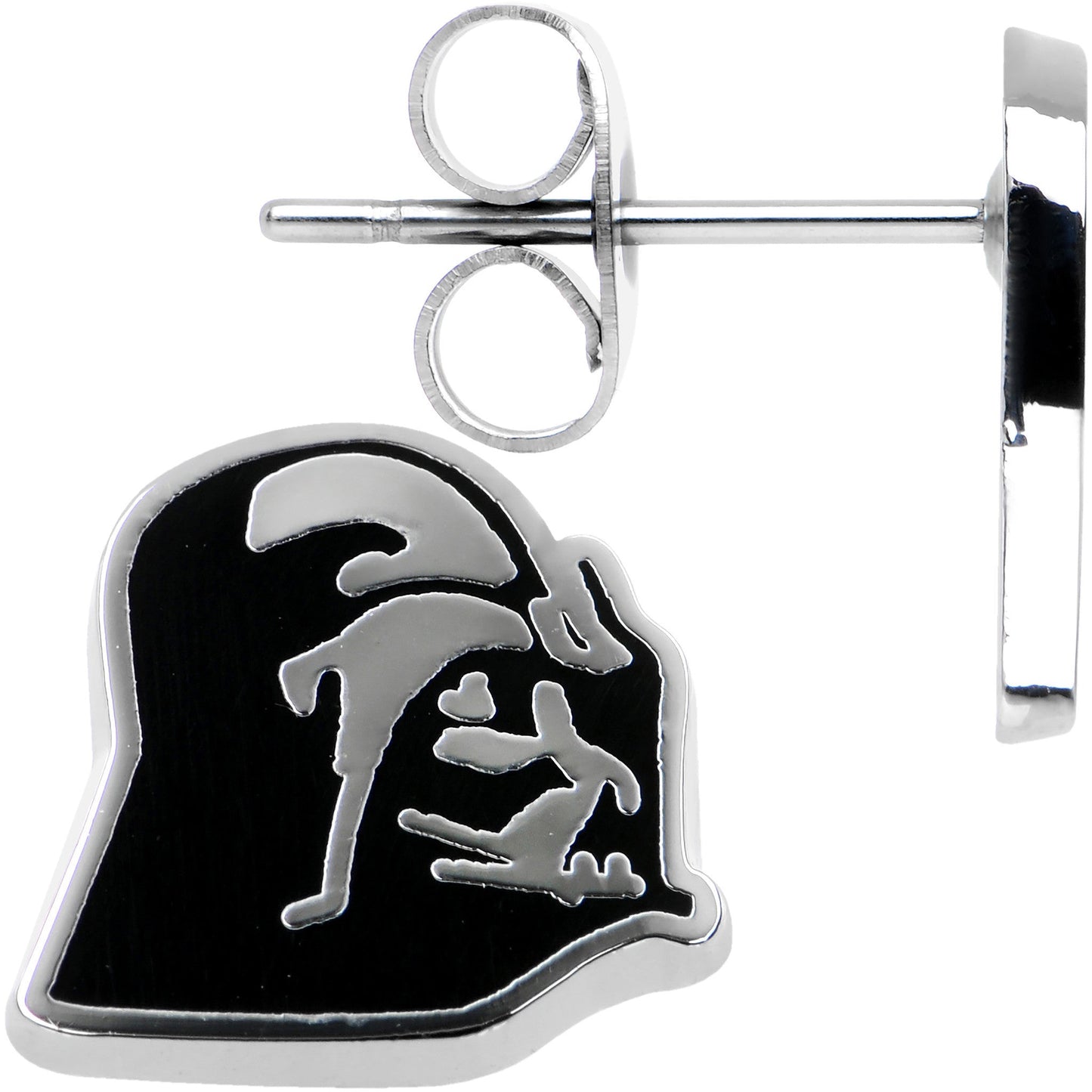 Officially Licensed Steel Star Wars Darth Vader Stud Earrings
