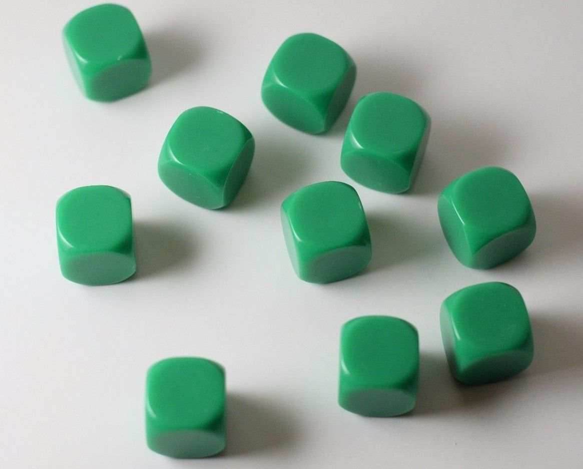 (Sold by Piece) Blank Green Dice / Counting Cubes 16mm D6 Square RPG Gaming Dice DIY - 