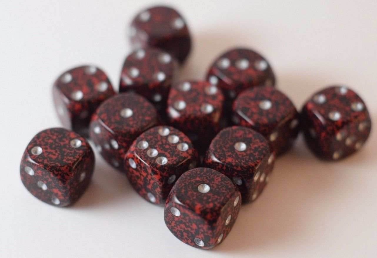 Silver Volcano Speckled 12mm D6 Pipped - 