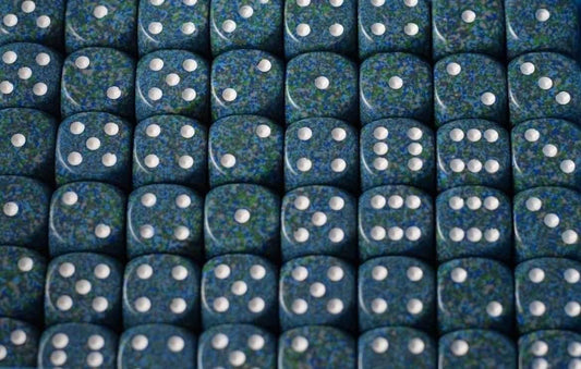 Sea Speckled 16mm D6 Pipped | Green/Blue/White (sold per die) - 