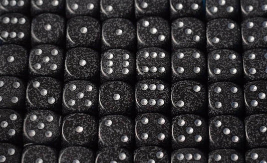 Ninja Speckled 16mm D6 Pipped | Black/Grey (sold per piece) - 