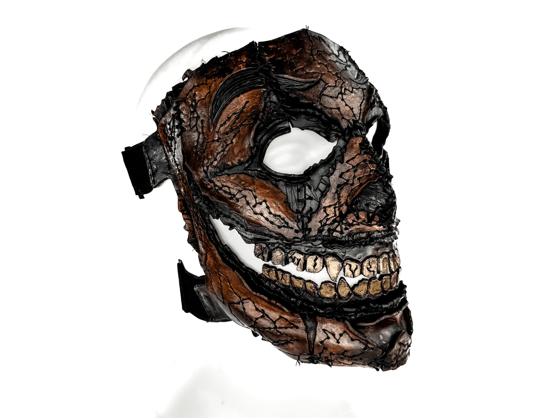Genuine Leather Mask - GigaMyme Leatherface Edition - Handmade Mime Full Face Cover for Halloween, Performance or Cosplay Costume - 