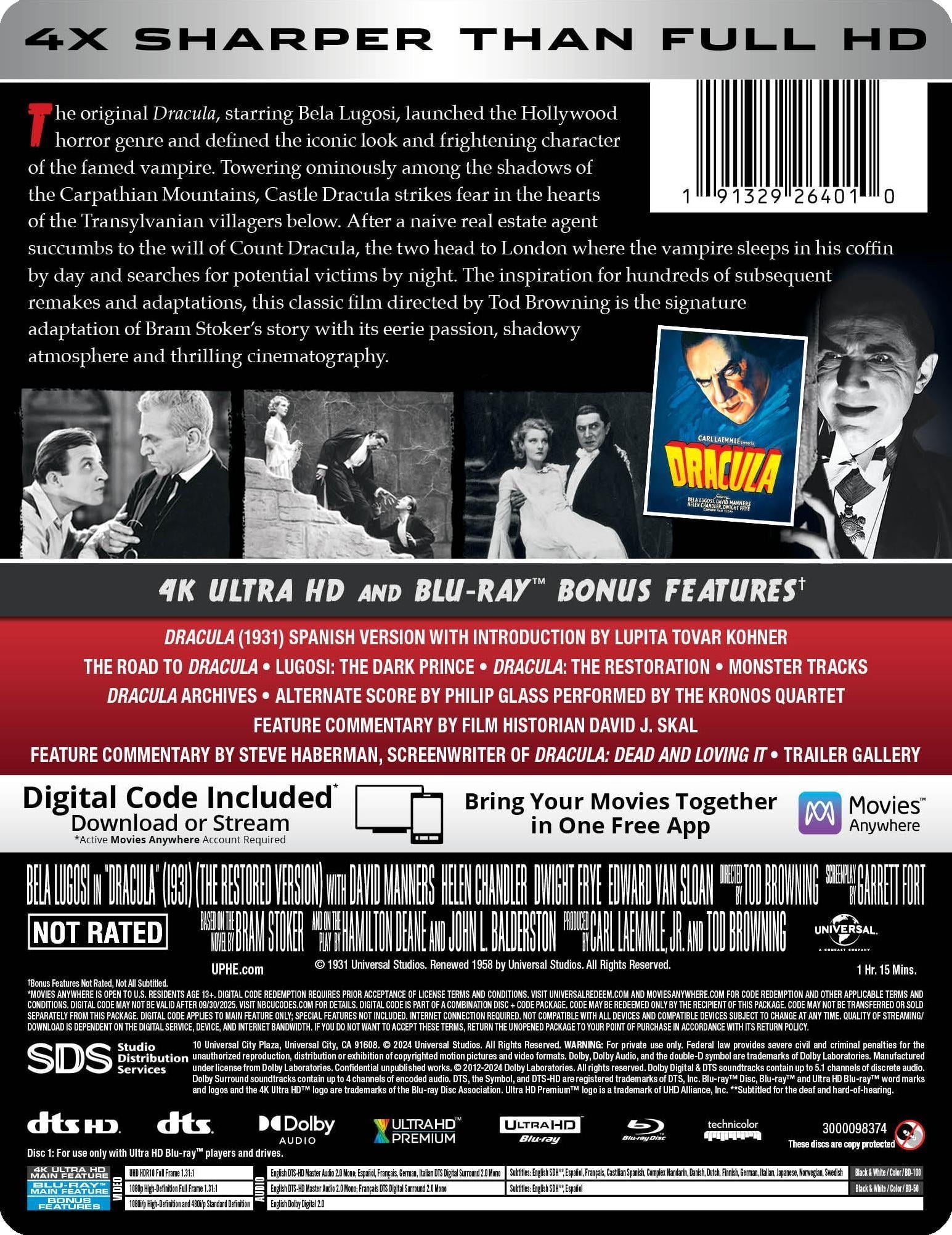 Dracula (1931) Steelbook [4K Ultra HD + Blu-ray + Digital]