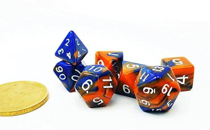Hot Melt Mini Two Tone Polyhedral RPG Dice Set Small D4-D20 in Tube - 
