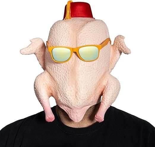 Turkey Head Mask and Glasses Set - 