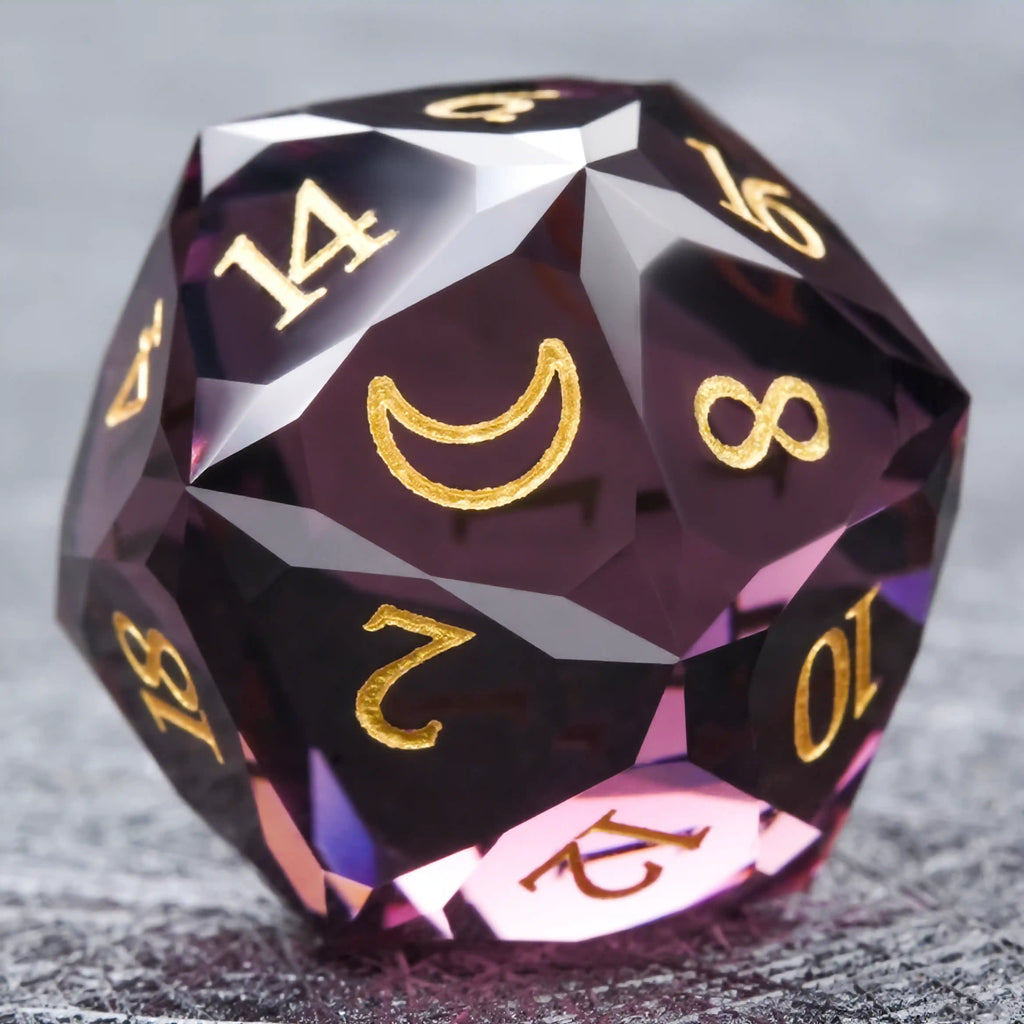Bear Dice DND Multi-Sided Engraved Glass Gemstone Dice Set