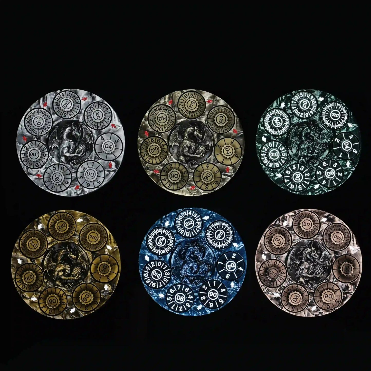 Unique Dice Spinner: 7-in-1 Metal 3D Relief Dragon DND Roulette Dice Spinner