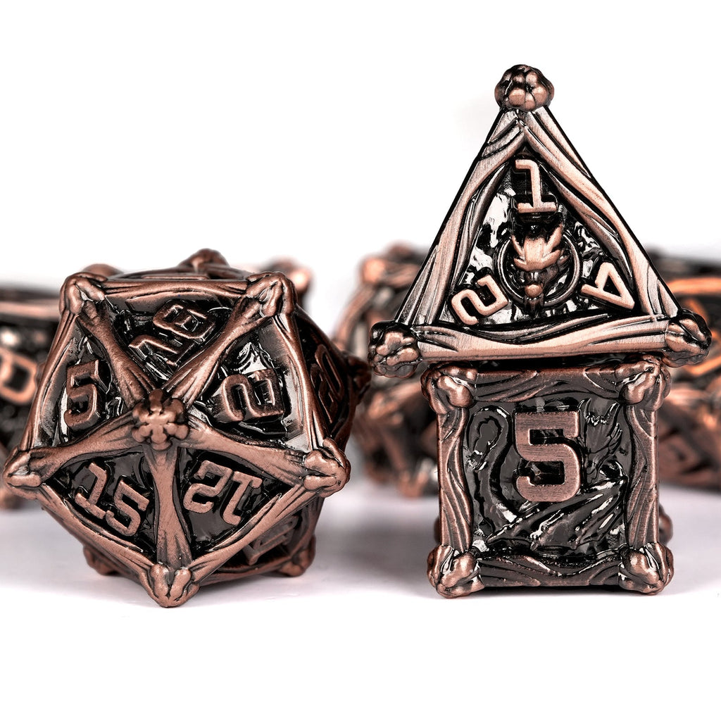 7 Dungeon Polyhedral Dragon Dice - Pterosaur Metal Solid RPG Dice Set