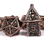 7 Dungeon Polyhedral Dragon Dice - Pterosaur Metal Solid RPG Dice Set