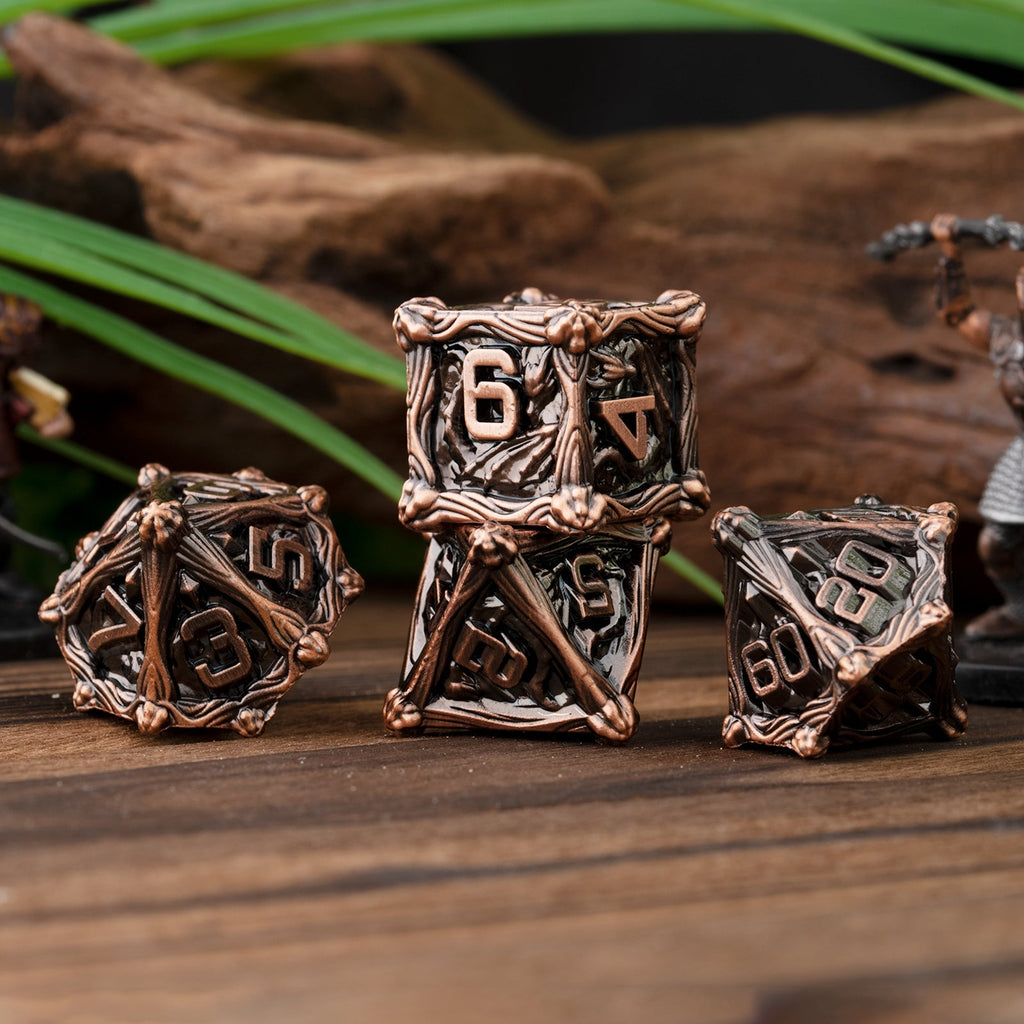 7 Dungeon Polyhedral Dragon Dice - Pterosaur Metal Solid RPG Dice Set