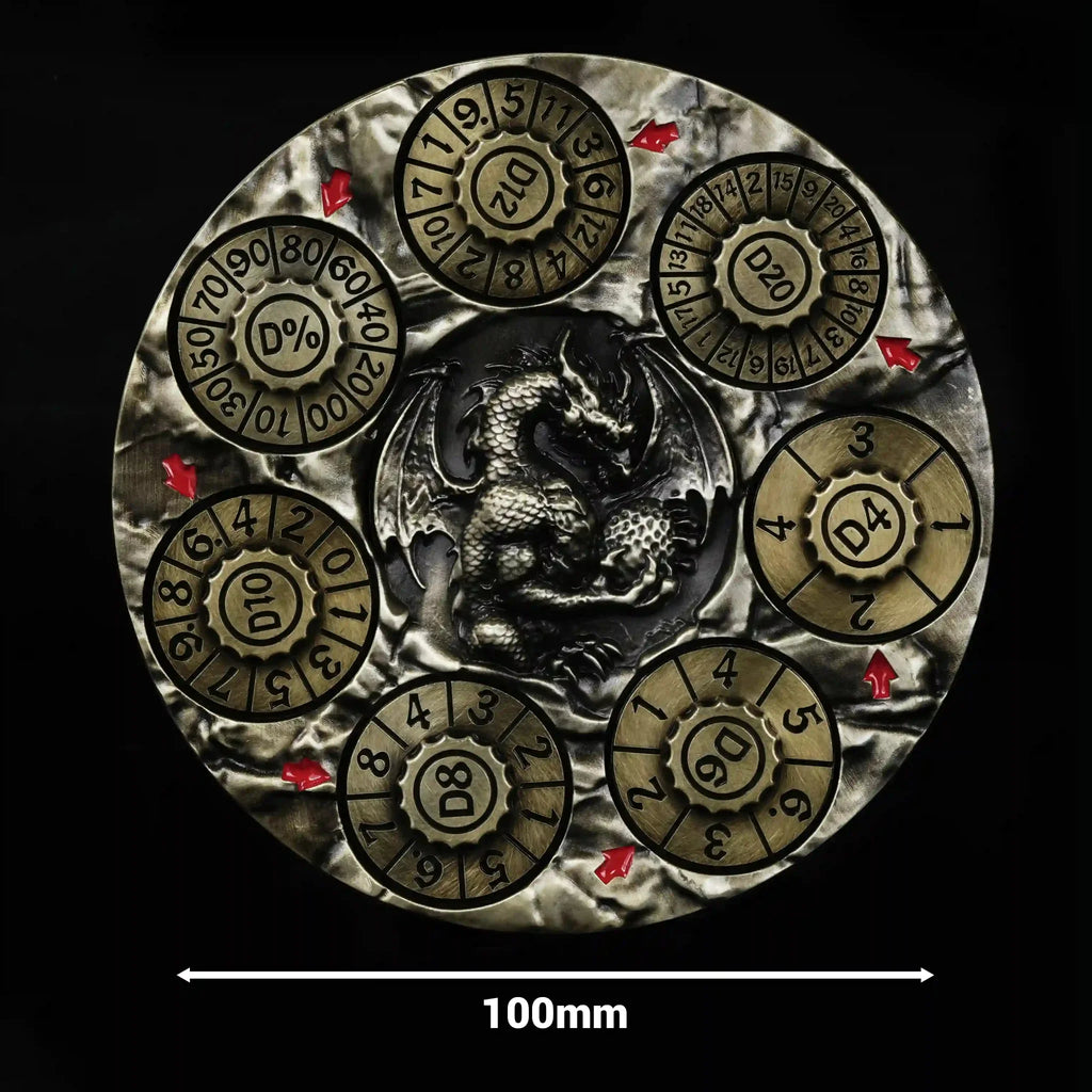 Unique Dice Spinner: 7-in-1 Metal 3D Relief Dragon DND Roulette Dice Spinner