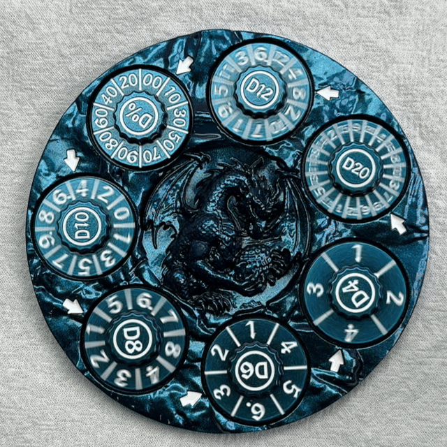 Unique Dice Spinner: 7-in-1 Metal 3D Relief Dragon DND Roulette Dice Spinner