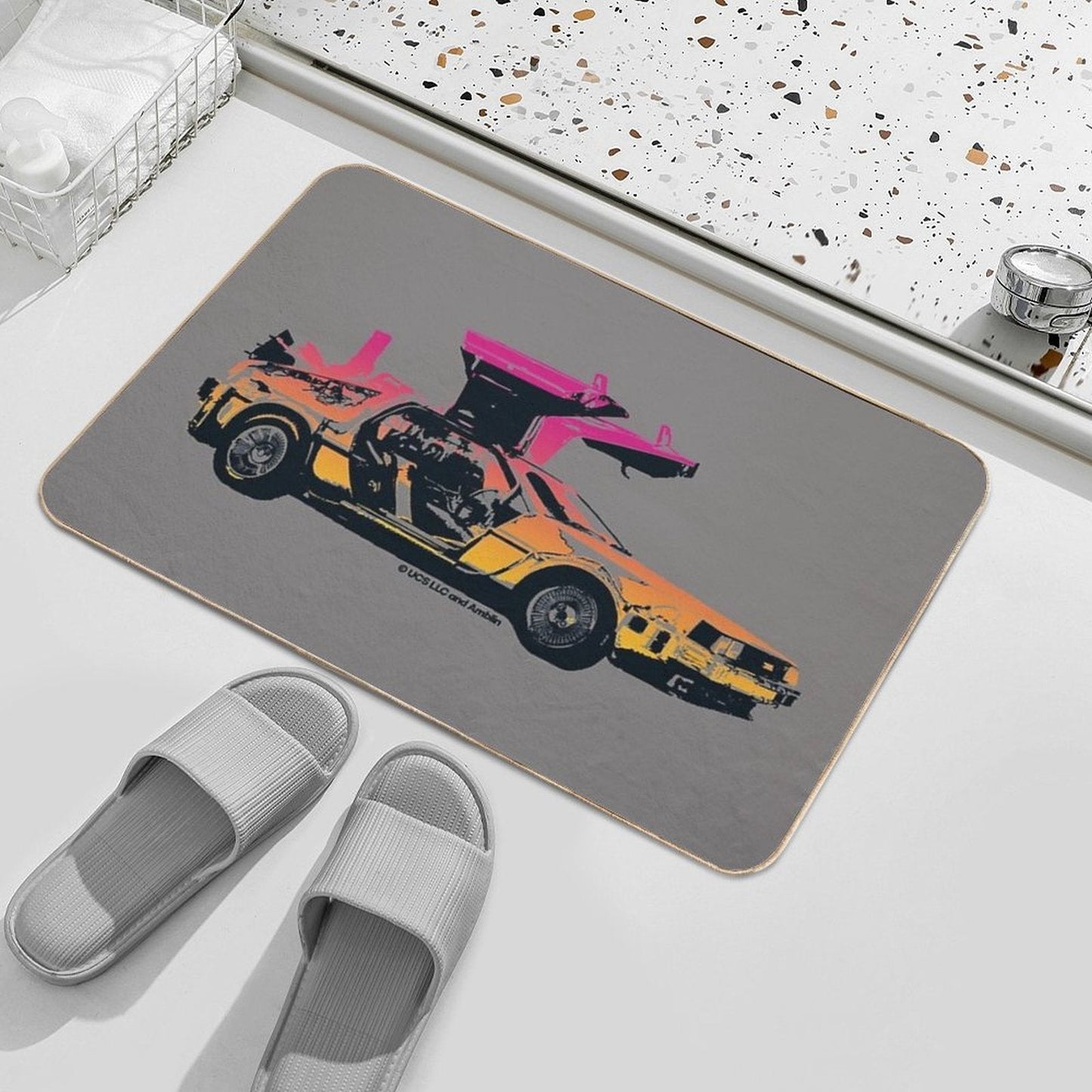 Back to The Future. Delorean Aesthetic. Birthday Party Gifts  Repositionable Bath Mat