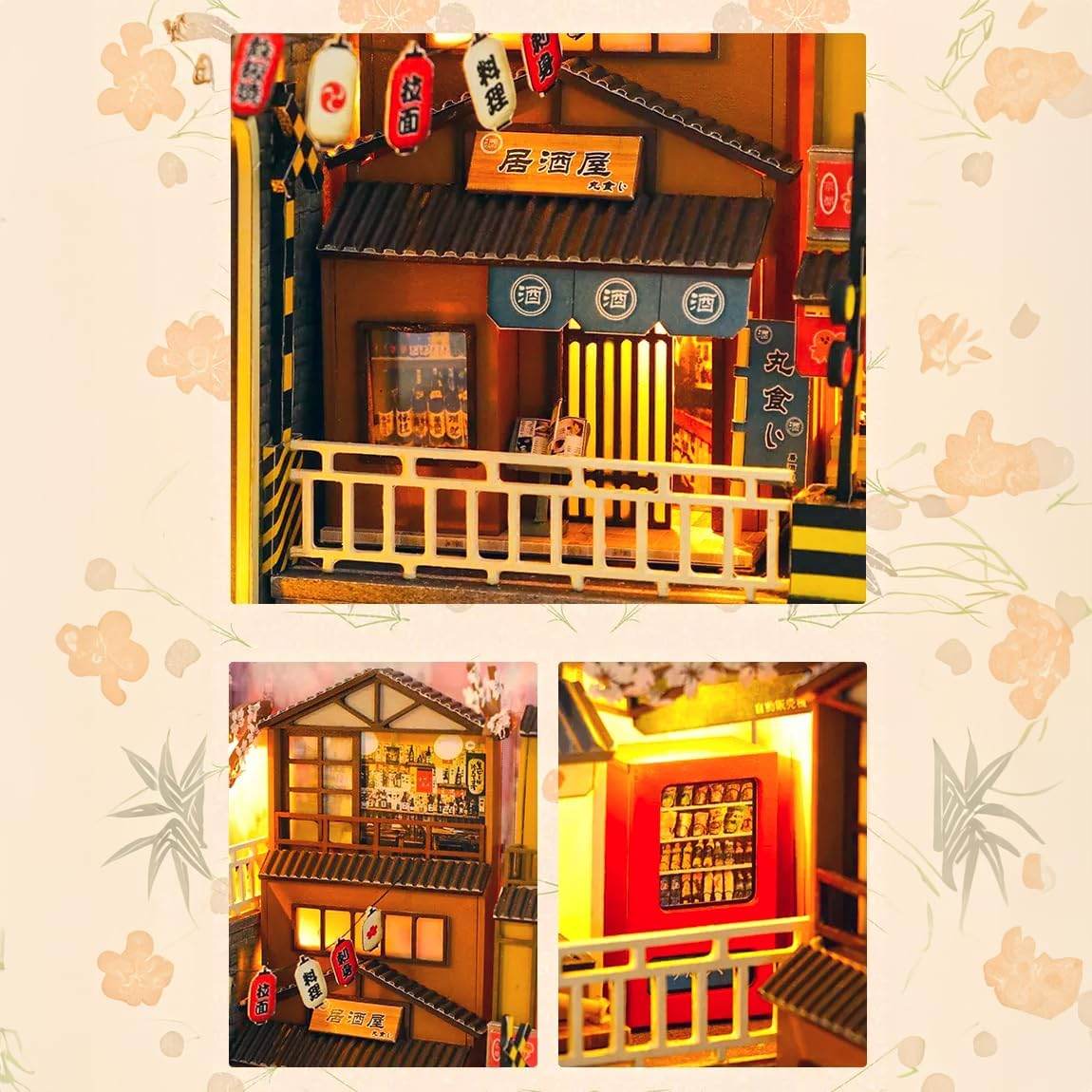 Book Nook Wizardi Miniature - Sakura-Inspired Roombox Kit - 