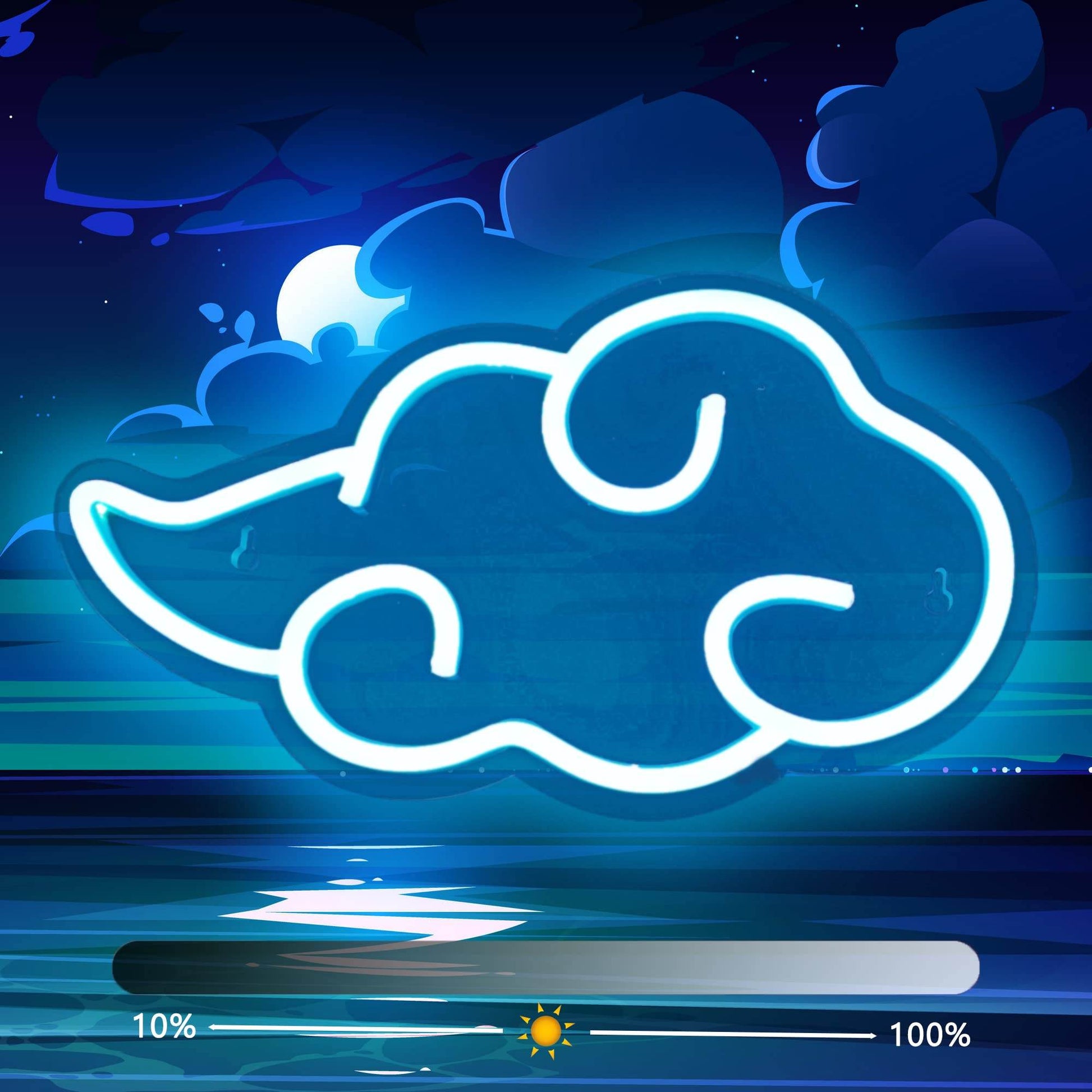 Anime Neon Sign - LED Red Cloud USB Powered Dimmable Wall Light for Gaming Room Decor - Ice Blue