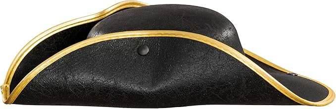Pirate Hat Tricorn Faux Leather Colonial Renaissance Halloween Cosplay Costume Hat - Brown