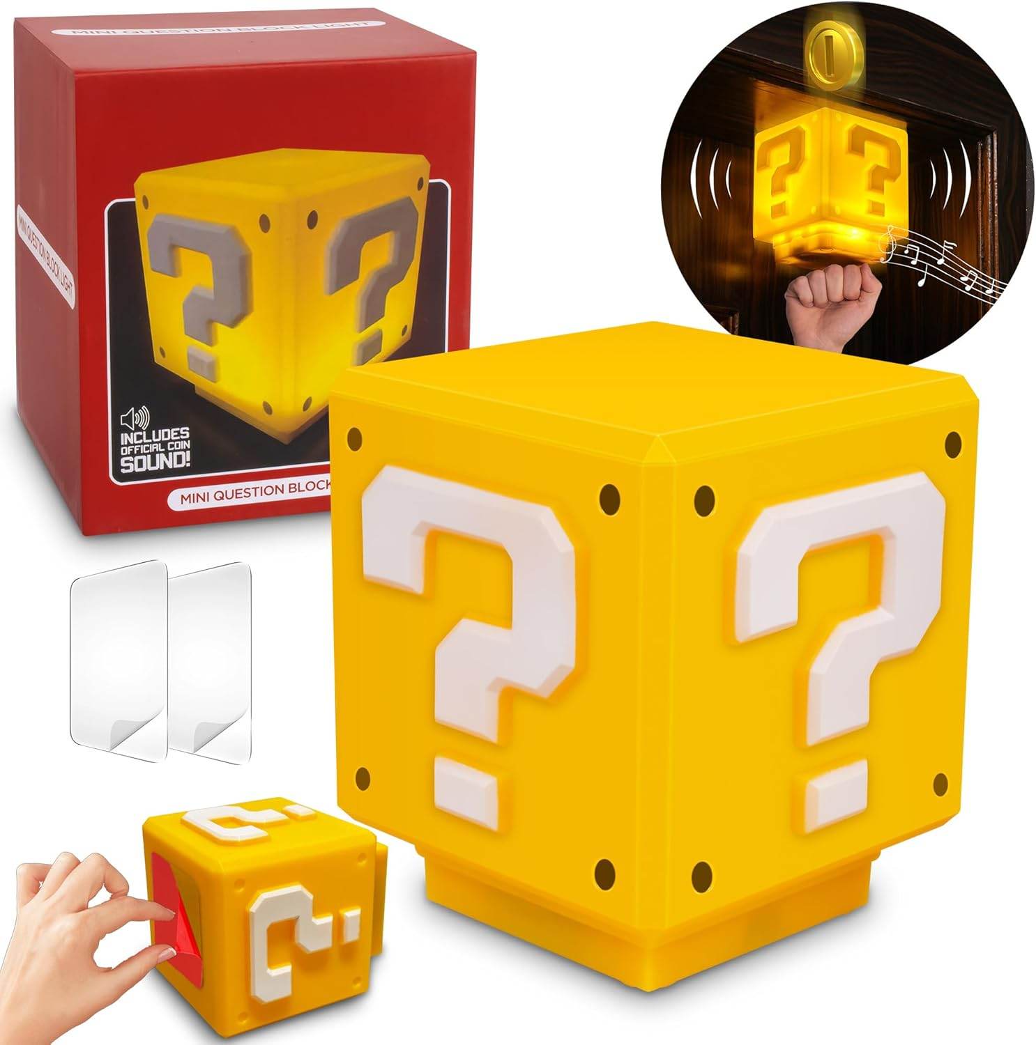 Super Bros Mini Night Light – USB Powered Kids Bedside Lamp with Classic Game Sound - 