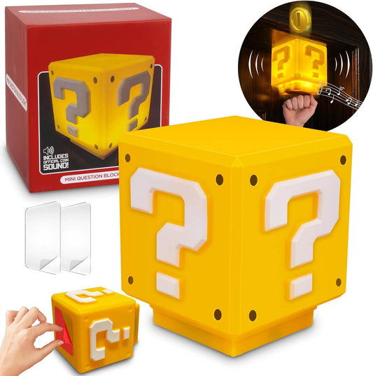 Super Bros Mini Night Light – USB Powered Kids Bedside Lamp with Classic Game Sound - 