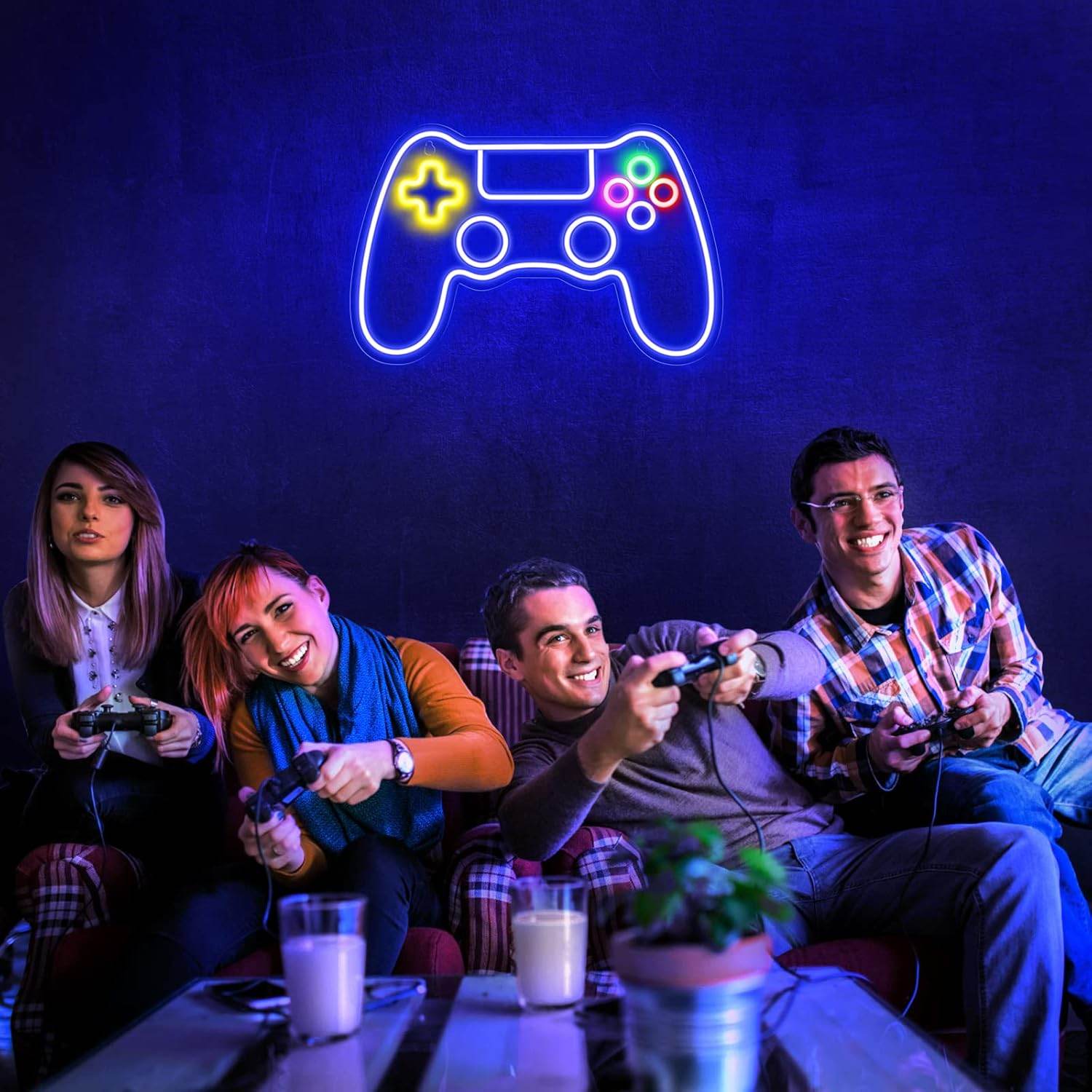 Gamer Neon Sign - LED Gamepad Neon Light for Teen Boy Room Decor | USB Powered - Mushroom1_Green