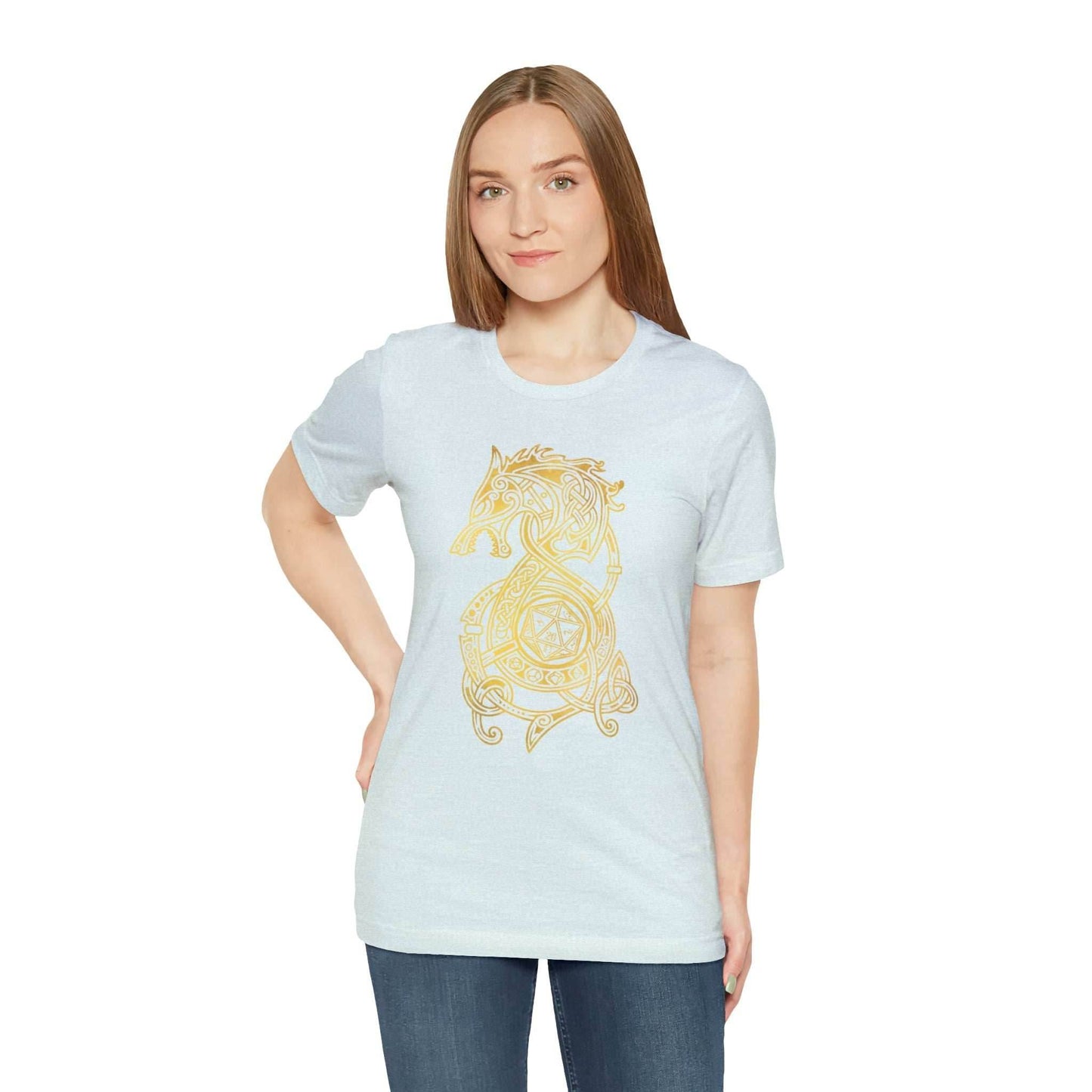 Golden Celtic Dice Dragon Shirt - Army / S