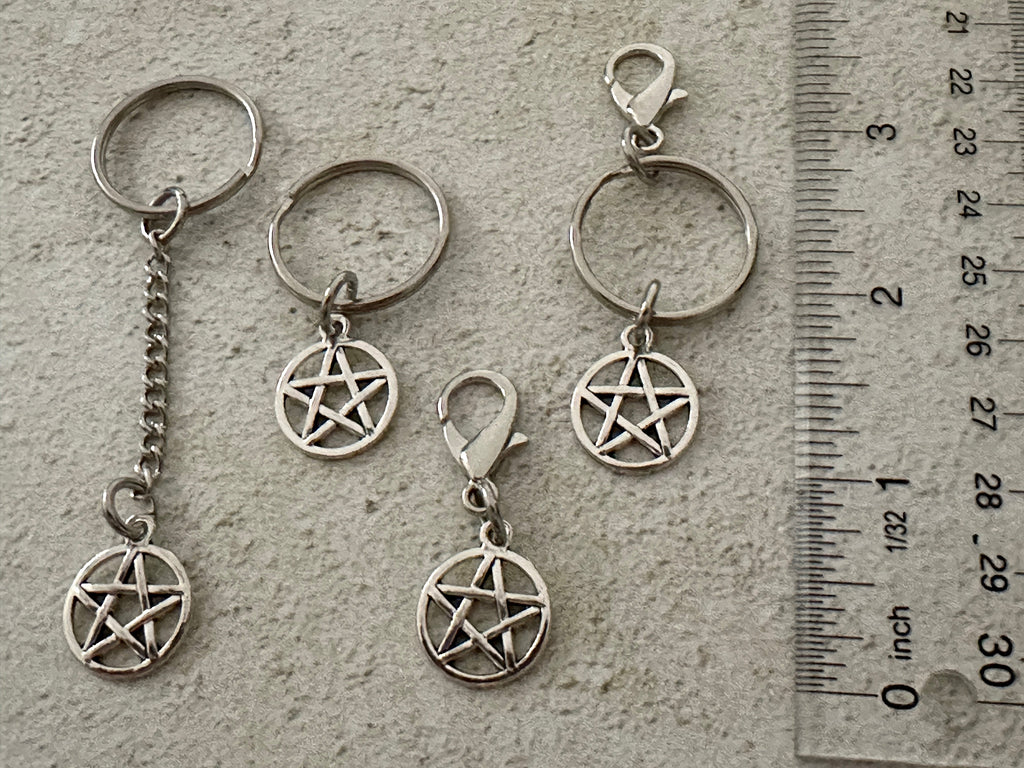 Witchy Pentacle Zipper Pull Bag Charm Keychain