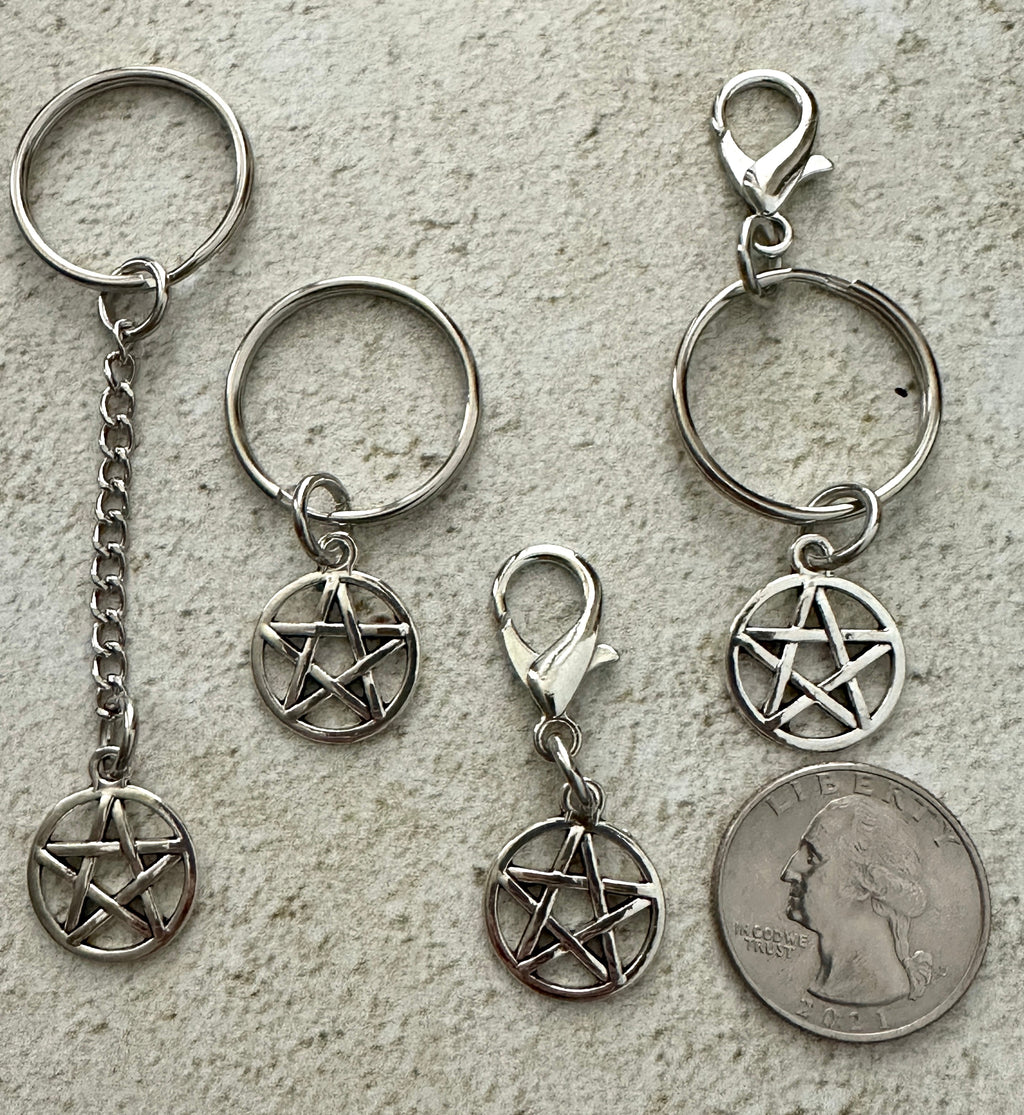 Witchy Pentacle Zipper Pull Bag Charm Keychain