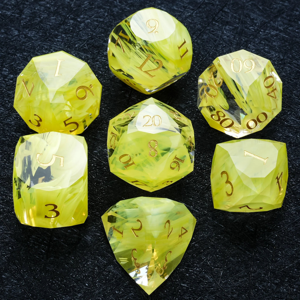 Bear Dice DND Multi-Sided Engraved Glass Gemstone Dice Set
