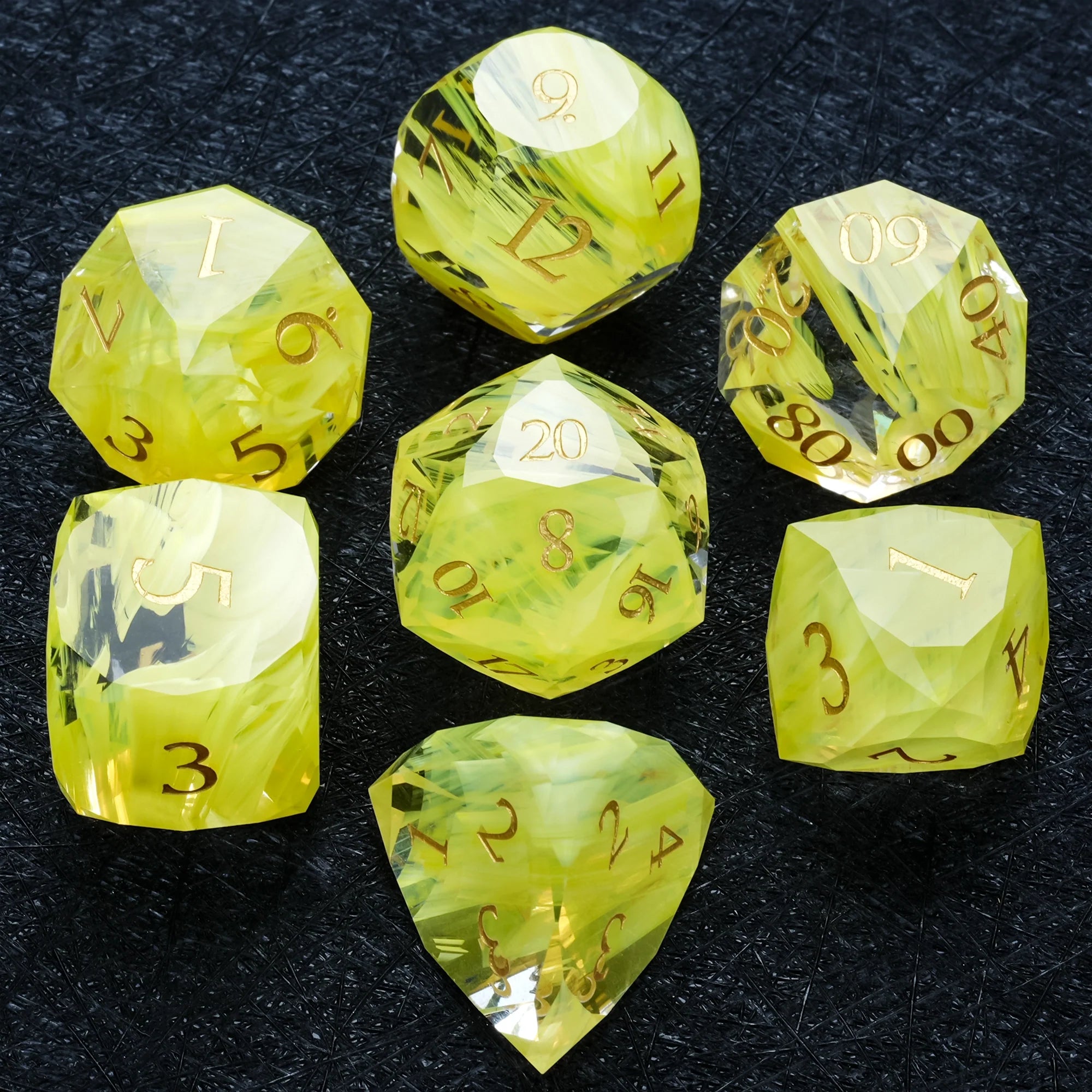 Bear Dice DND Multi-Sided Engraved Glass Gemstone Dice Set