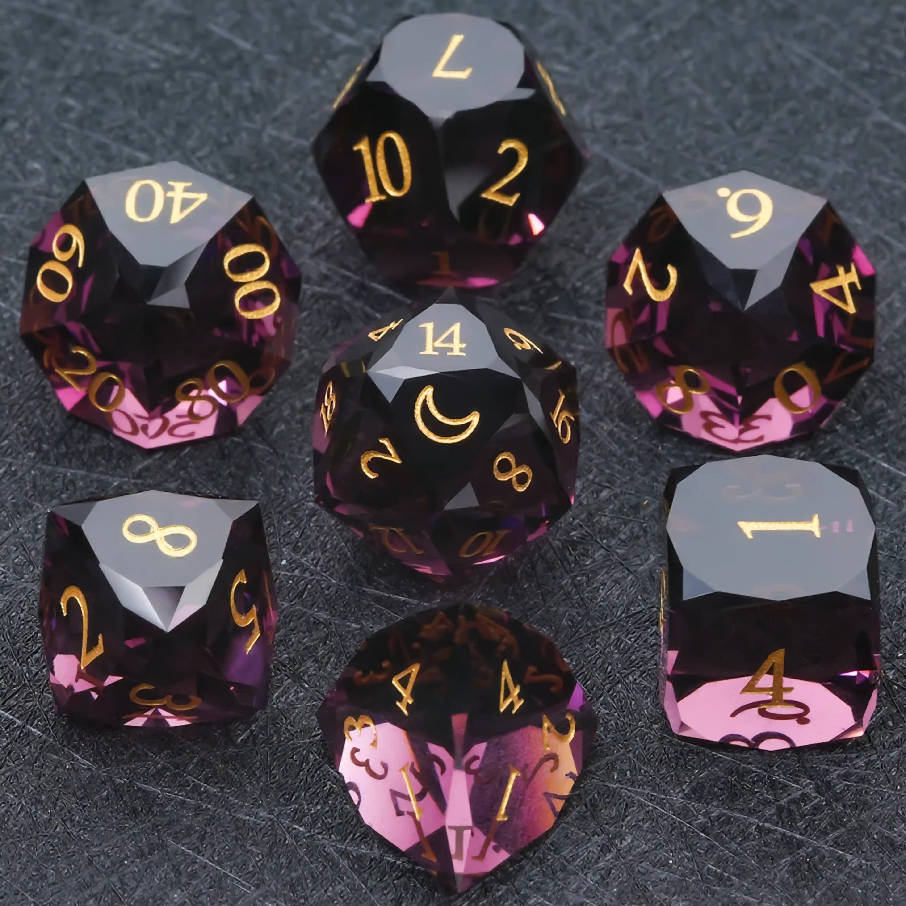 Bear Dice DND Multi-Sided Engraved Glass Gemstone Dice Set