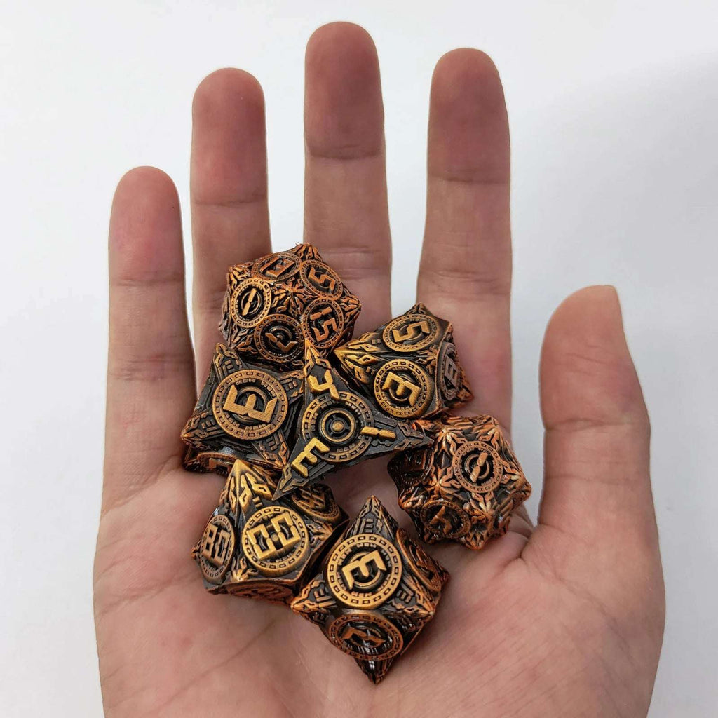 UFO Elements - Solid Metal DND Dice Set Ancient Gold