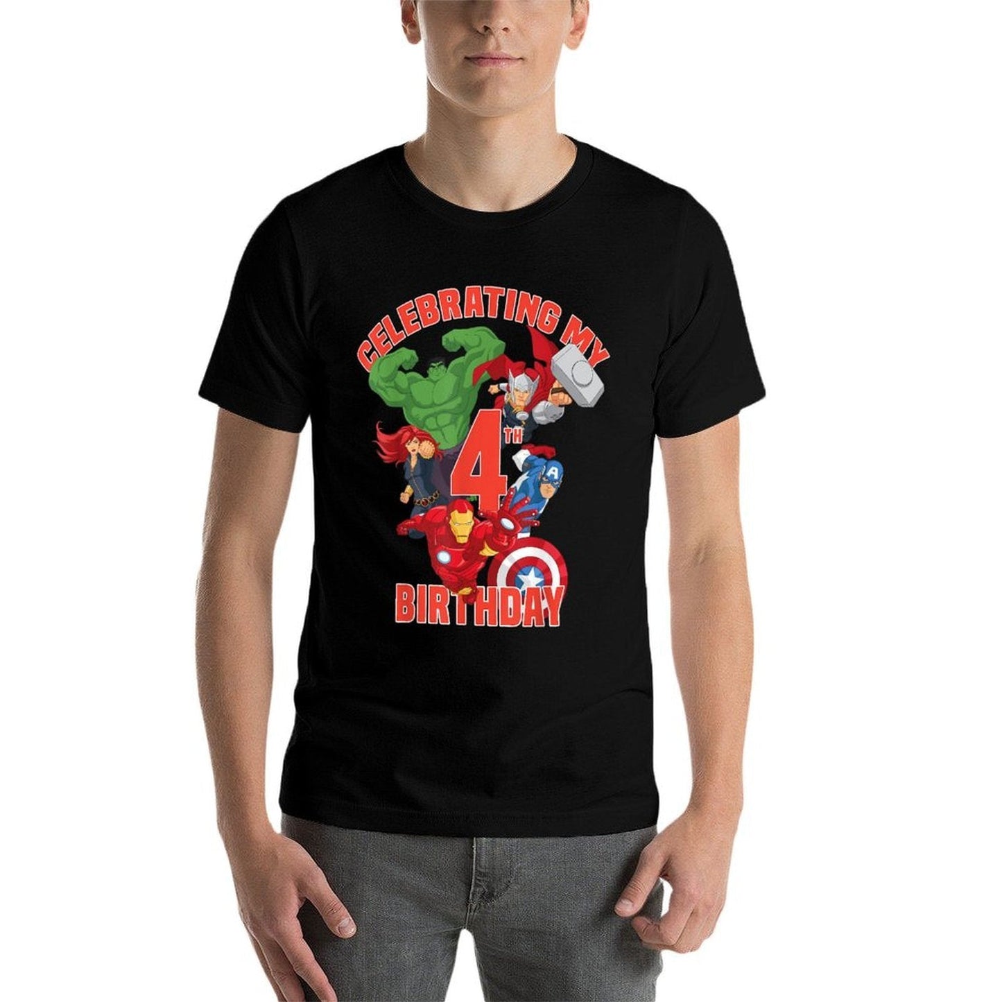 Marvel Avengers Celebrating My 4th Birthday  Lightweight T-Shirt