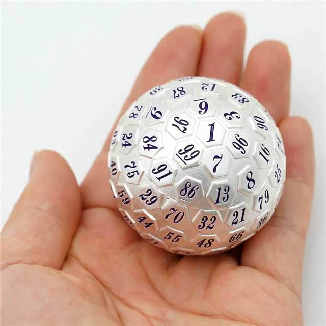 Silver Metal d100 w/ Purple Numbers Dungeons and Dragons RPG - 