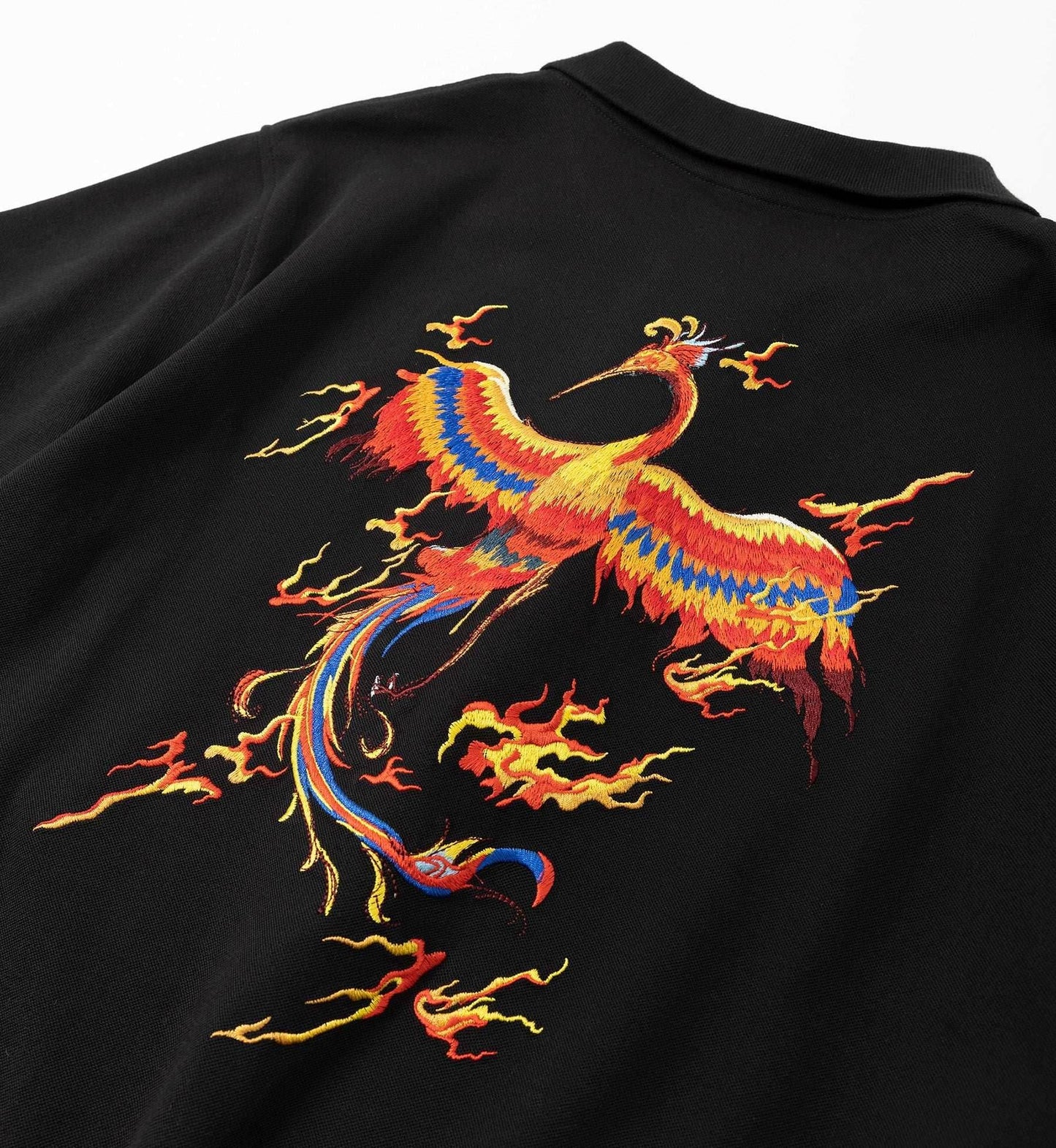 Flying Phoenix Embroidery Polo - Black / S