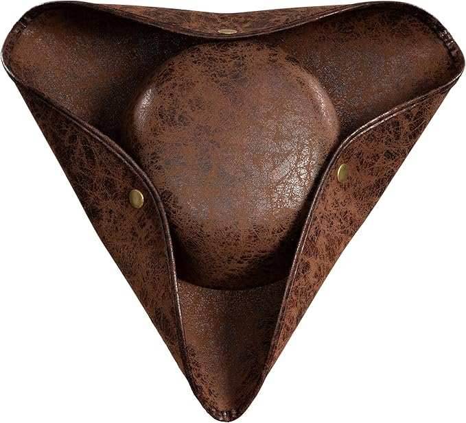 Pirate Hat Faux Leather Tricorn Colonial Renaissance Halloween Costume Cosplay Accessory - Brown