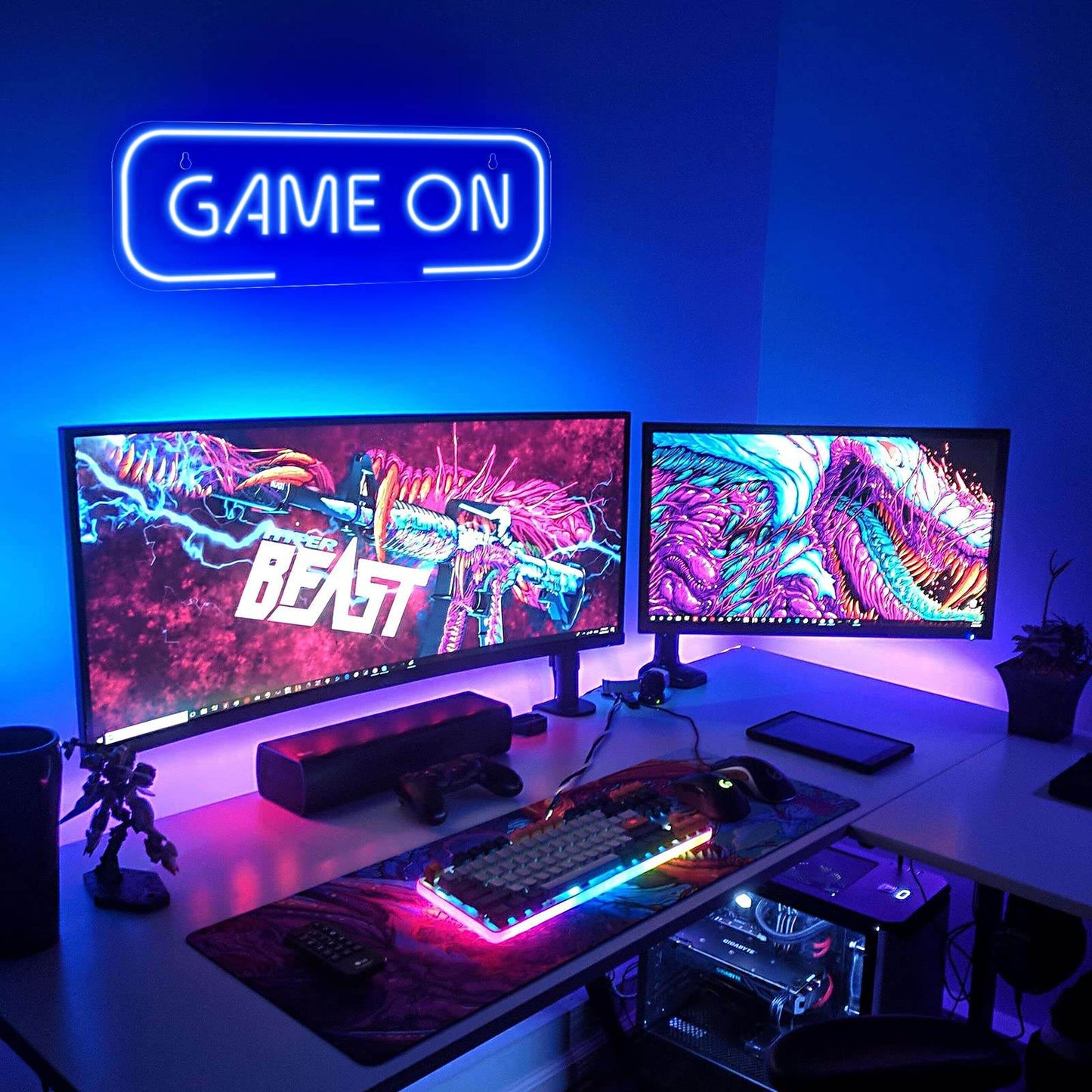 Gaming Neon Sign - LED Neon Light for Game Room Decoration | Teen Gamer Gift - Mushroom1_Green