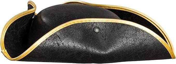 Pirate Hat Tricorn Faux Leather Colonial Renaissance Halloween Cosplay Costume Hat - Brown