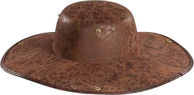 Pirate Hat Faux Leather Tricorn Colonial Renaissance Halloween Costume Cosplay Accessory - Brown