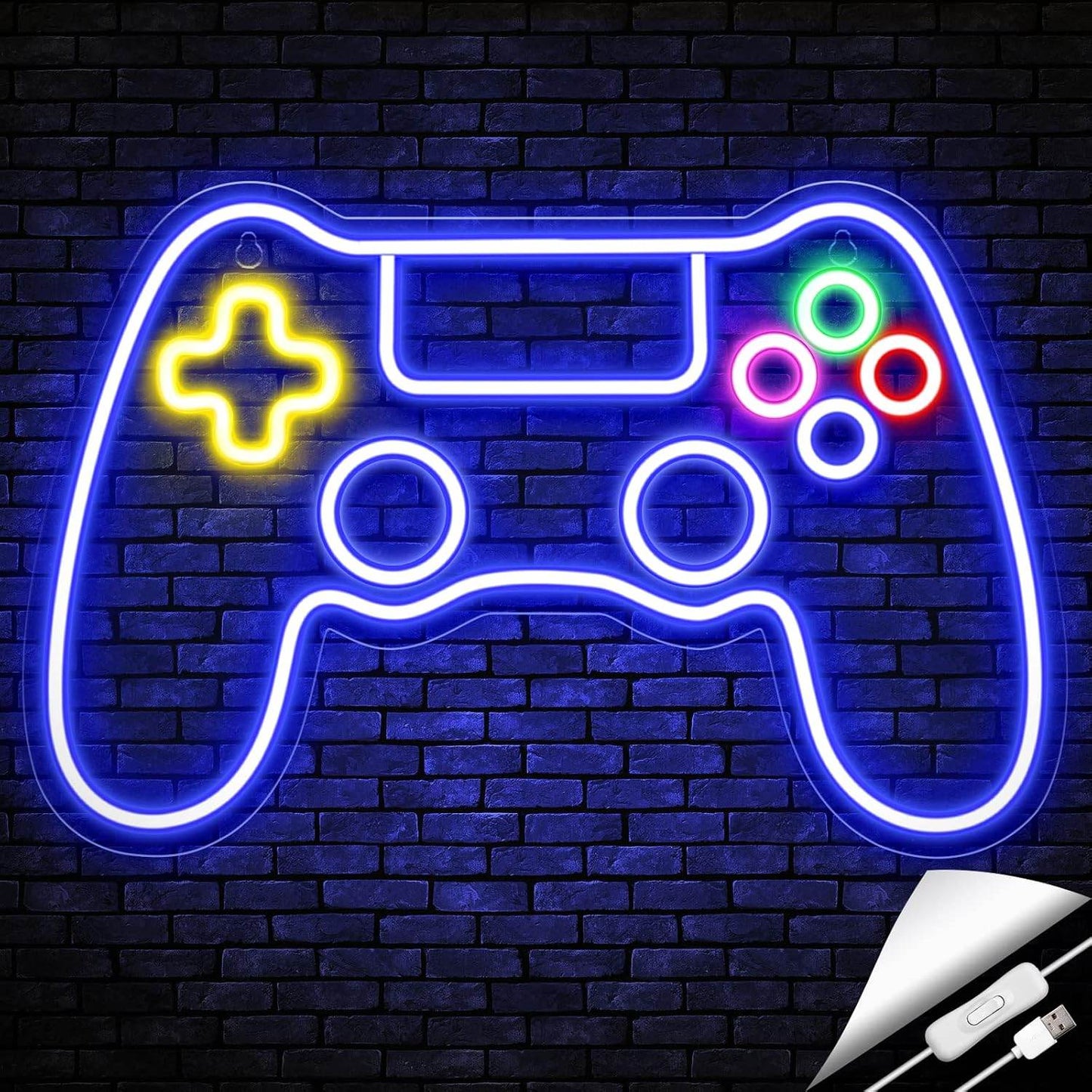 Gamer Neon Sign - LED Gamepad Neon Light for Teen Boy Room Decor | USB Powered - Mushroom1_Green
