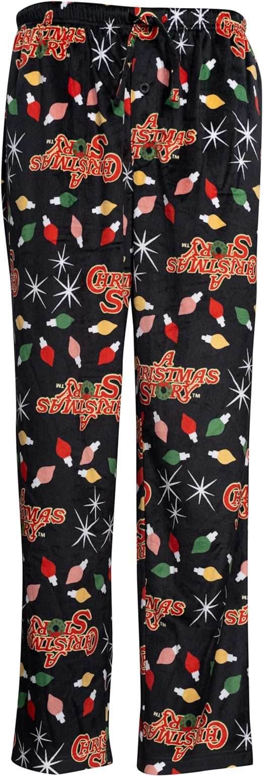 Brushed Fleece Holiday Lights Pj Lounge Pants Pajamas for Men - S