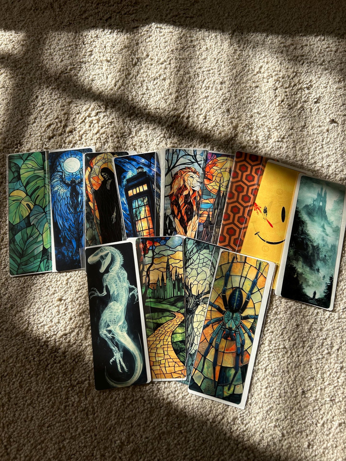 Sleeping Cat Bookmark – Cozy Lofi Kitty in Golden Window Light with Stained Glass & Book, Peaceful Nap Time Vibes