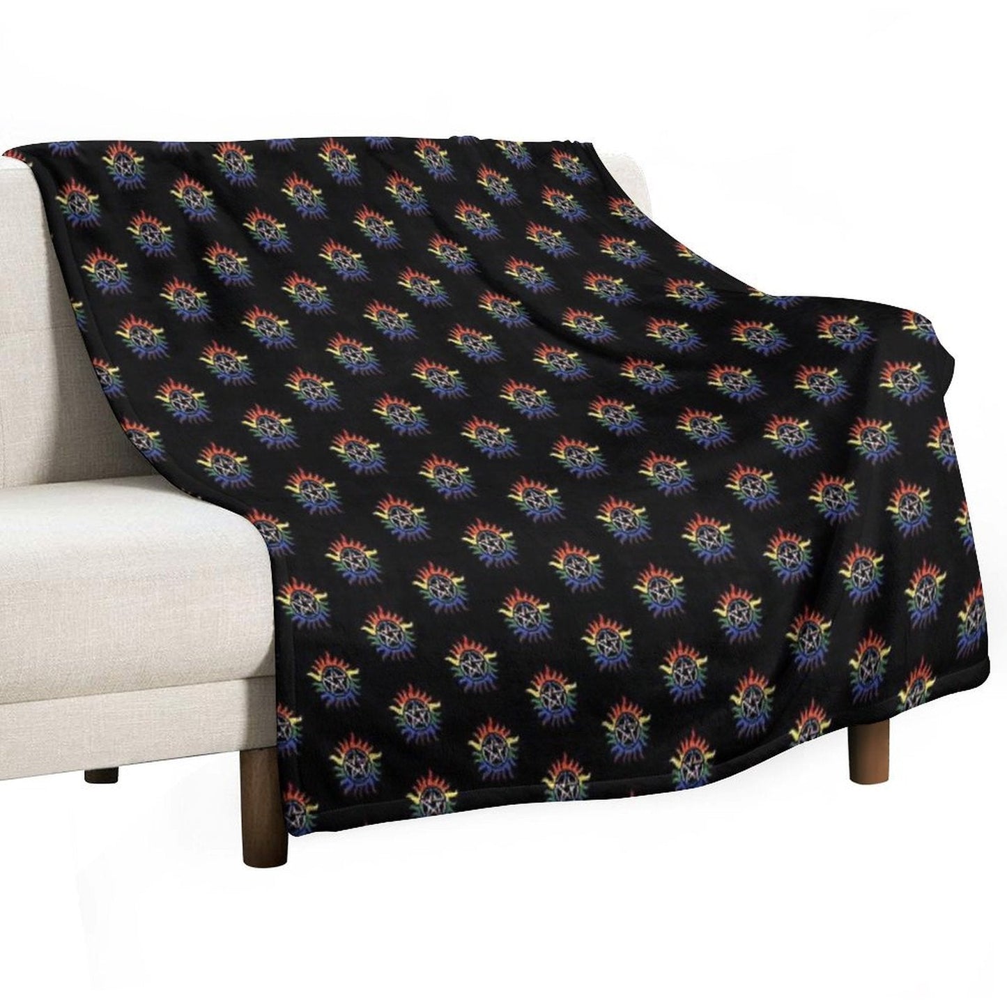 Supernatural Rainbow Pentacle Throw Blanket